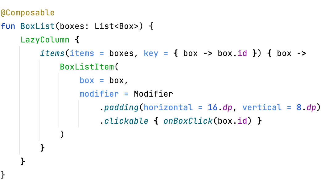 Box list adpter Jetpack Compose