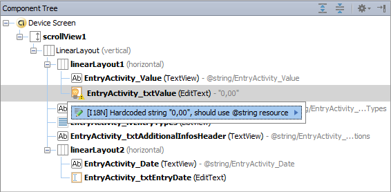 The Component Tree with hint text The Component Tree with hint text