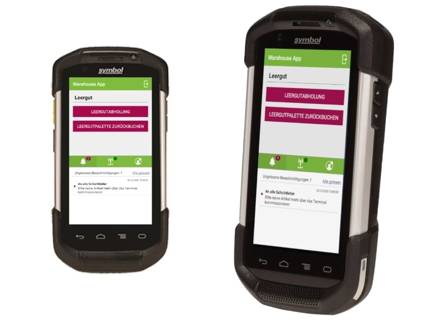 Device showing an app